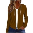 thumbnail image 3 of Horkkom Zip Up Hoodie Women Long Sleeve Solid Color Hooded Sweatshirt Casual Lightweight Thin Jackets XL, 3 of 8