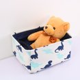 thumbnail image 2 of PiccoCasa Home Dual Handles Foldable Storage Bin Clothes Basket Box Container, Small, Navy Blue Dinosaur, 2 of 6