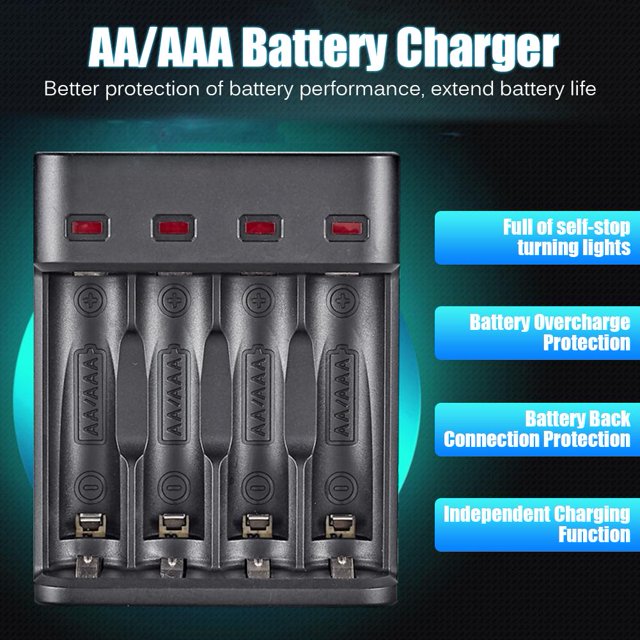 Cargador de batería USB recargable inteligente AA/AAA de carga rápida con 4 ranuras