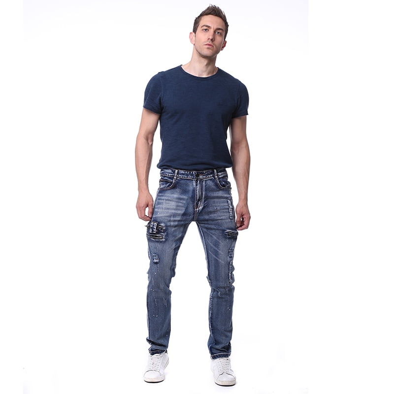 black fitted ripped jeans