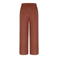 thumbnail image 3 of yueewhu Wide Leg Dress Pants Women's High Waisted Dressy Trousers (Brown, L), 3 of 5