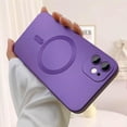 thumbnail image 3 of Magnetic case for iPhone 11 Phone Case for Women, Matte Luxury Soft Metallic Luster Design with Camera Lens Protector, Compatible with Magsafe Case for iPhone 11 6.1"-Purple, 3 of 11
