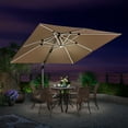 thumbnail image 3 of PURPLE LEAF 10FT Square Double Top Deluxe Solar Powered LED Patio Umbrella Outdoor Cantilever Umbrella, Beige, 3 of 16