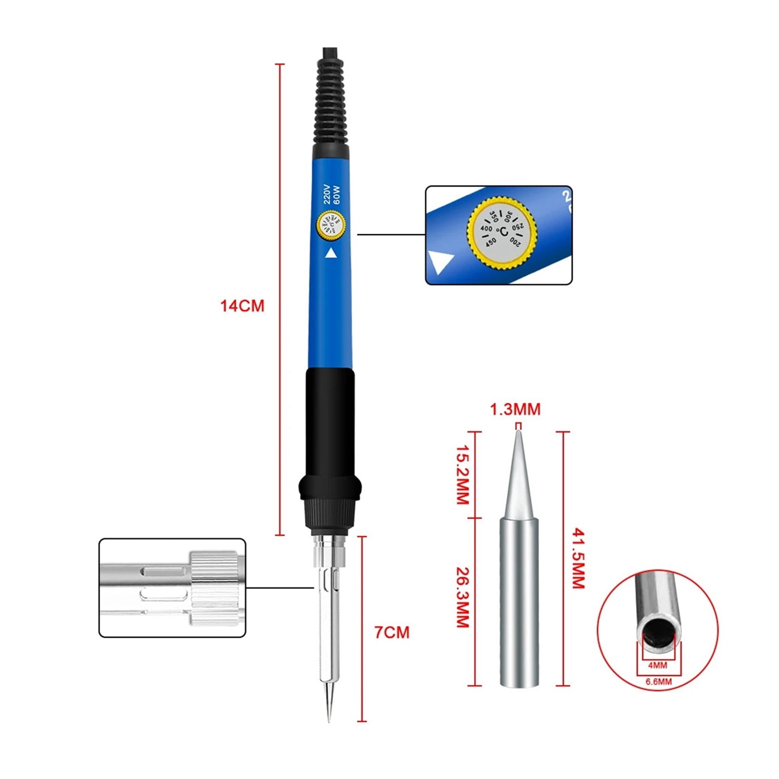 60W Soldering Iron Adjustable Temperature Electric Solder Iron Rework Station Mini Handle Heat Pencil Welding Repair Tools ,Heat Dissipation Efficiently
