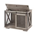 thumbnail image 5 of Demi Bonn 37" Wood Dog Crate Furniture, Heavy Dog Kennel Pet House with Sliding Barn Door, Indoor Dog Cage for Large Dogs, Gray, 5 of 9