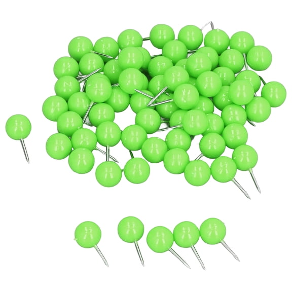 100Pcs Map Tacks Steel Plastic Push Pins 9.5x20mm Retro Beads Head Marking Pins Decorative Marking Pins Used for Bulletin Board Fabric Marking Cork Boards [Green]