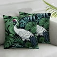 thumbnail image 2 of Leisuo Night Crane Bird Palm Trees Banana Tree Palm Leaves Floral Exotic Botanical Black Pillowcase Set for Car Couch Bedroom 2-Pack White, 2 of 6