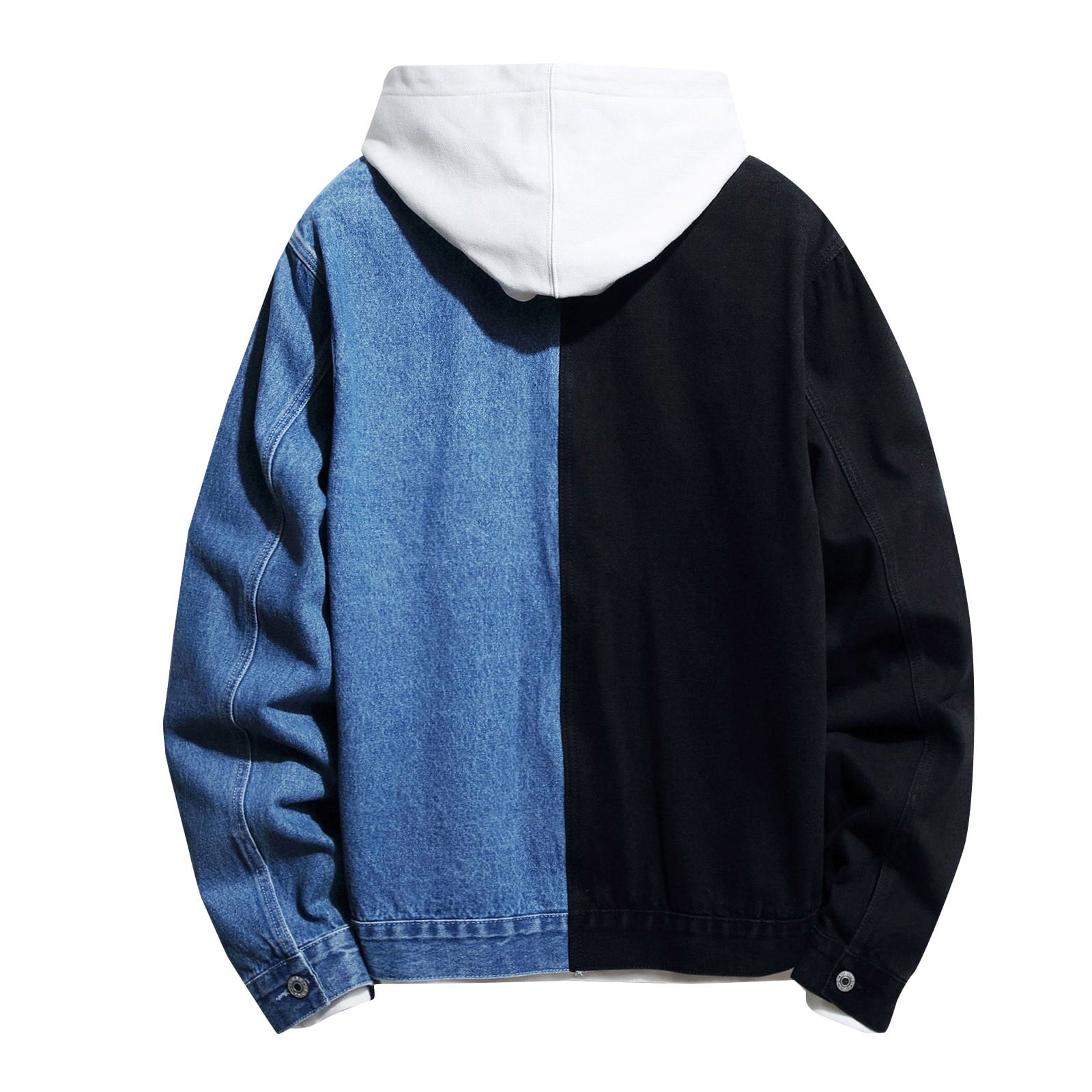 IYTR Men s Two Tone Denim Trucker Jean Jacket Vintage Oversized Baggy Jean Jackets Streetwear Loose Trucker Coats with Pockets Black M Walmart