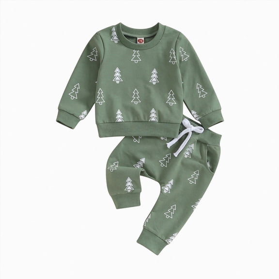 TOWED22 Toddler Baby Boy Fall Winter Outfit Print Long Sleeve Sweatshirt Solid Jogger Pant Set Spring Clothes(Blazer,2-3 Y)