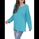 thumbnail image 1 of Blusas de Mujer de Larga con Cuello en V, Túnicas Casuales, Camisas Básicas, Blusas Holgadas Azul M, 1 of 7