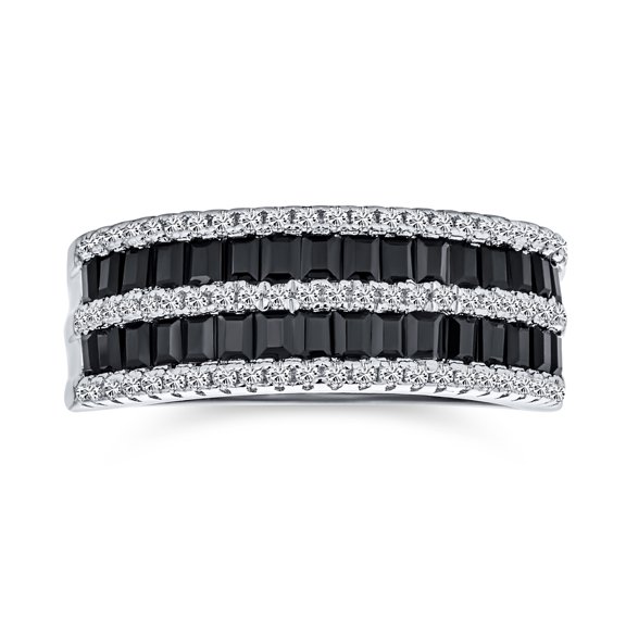 Bling Jewelry Womens Pave Cubic Zirconia Cocktail Statement Ring Two Tone Black & White Eternity Band