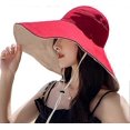 thumbnail image 1 of Women's Sun Hats Summer Beach UV Protection UPF Packable Wide Brim Chin Strap,Can be Worn on Both Sides Oversized Bucket Hat, 1 of 4