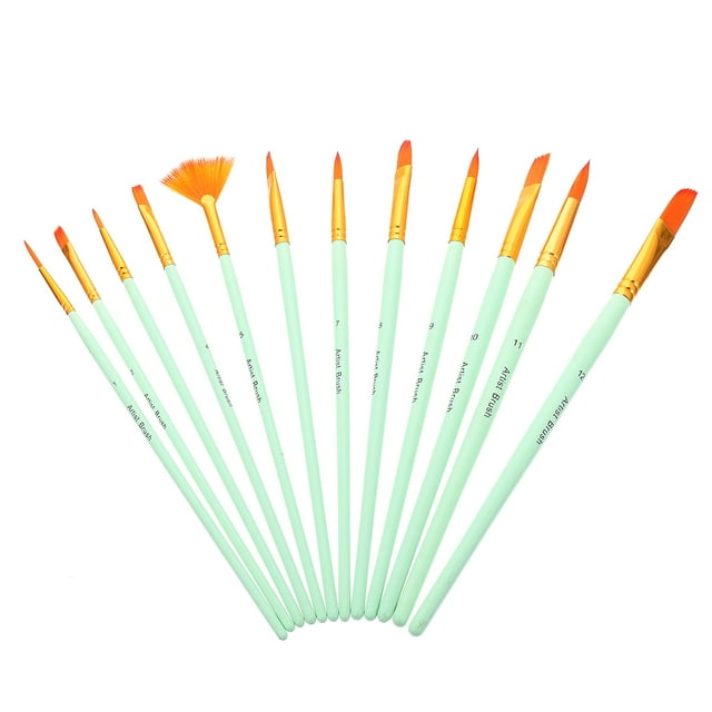 12Pcs Paint Brush Set Nylon Paint Brushes DIY Acrylic Paint Brushes Professional Watercolor Paint Brushes
