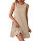 thumbnail image 3 of TaTaai Women's Lightweight Slip Mini Dress Solid Color Round Neck Sleeveless Casual Polyester Summer Dress Gift, 3 of 7