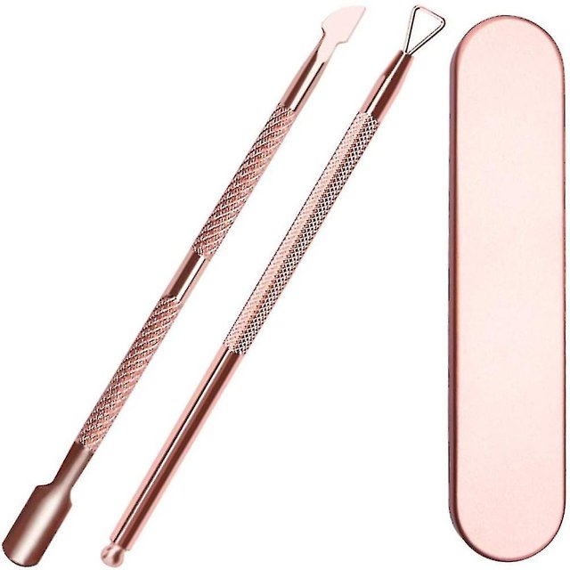 Juego de cortadores de cutículas para uñas, 2 piezas, herramienta para quitar esmalte de uñas de gel, pelador de cutículas triangular, raspador y cuchara, herramienta de manicura de acero inoxida