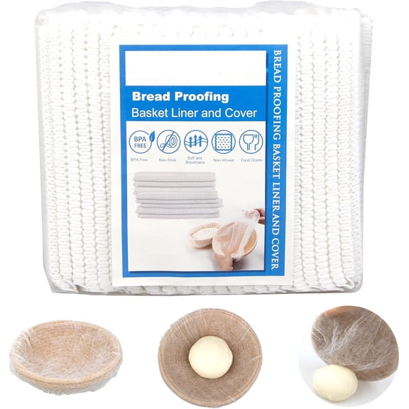 100 Pcs Disposable Banneton Liner, Bread Proofing Basket Covers, Non Woven Banneton Basket Liners, Elastic Banneton Basket Liner, Bread Proofing Cover, Disposable Bread Bowls Liner Non-Stick Dough