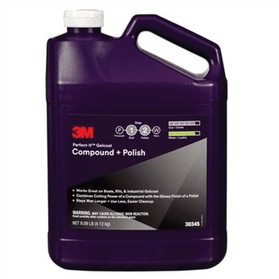 3M Perfect-It 30345 Gelcoat Compound Polish, 1 gal Bottle, White, Liquid