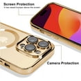 thumbnail image 3 of Case Made for iPhone 15 Pro 6.1 Inch [Built-in Camera Lens Protector] [Compatible with MagSafe] Anti-Scratch Shockproof Protective Slim Electroplated Case for Women Men - Gold, 3 of 12