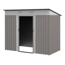 Metal Garden Shed 7x4 ft - Light Gray Outdoor Storage - Secure Lockable Doors & Ventilation - Steel Tool Shed