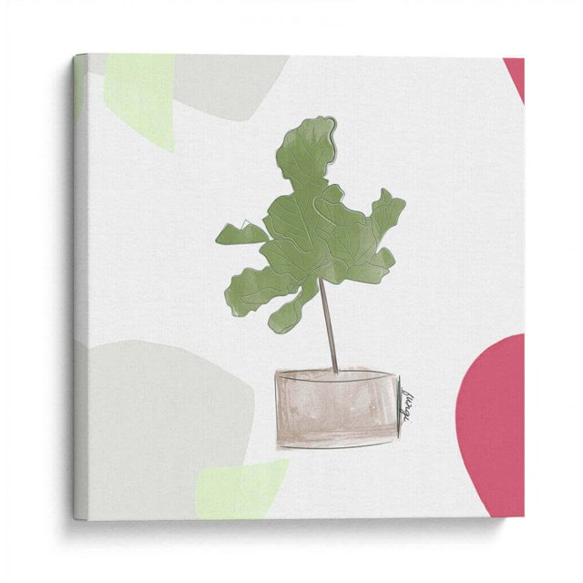 Cuadro decorativo Botánica - Planta de higo en canvas tamaño 50 x 50 cm Canvas Lab Canvas forma cuadrado tamaño 50 x 50