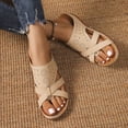 thumbnail image 3 of Pandaie Orthopedic Wedge Sandals for Women Summer Casual Open Toe Wide Width Platform Slip on Boho Casual Walking Slippers with Arch Support Khaki Size 7, 3 of 5