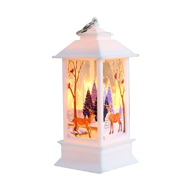 yeacher Christmas Snow Globe Lantern Hang-ing Lamp LEDs Warm Night Light Batter-y Operated for Home Ornamnet Gifts