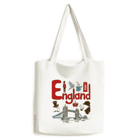 England National symbol Landmark Pattern Tote Canvas Bag Shopping Satchel Casual Handbag