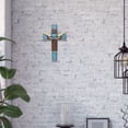 thumbnail image 6 of Southwestern Wall Cross with Faux Horns and Tooled Leather Accent – Rustic Western Wall Cross for Home Decor – Distressed Resin Cross with Horned Accent for Cabin, Lodge, or Country Home, 6 of 7