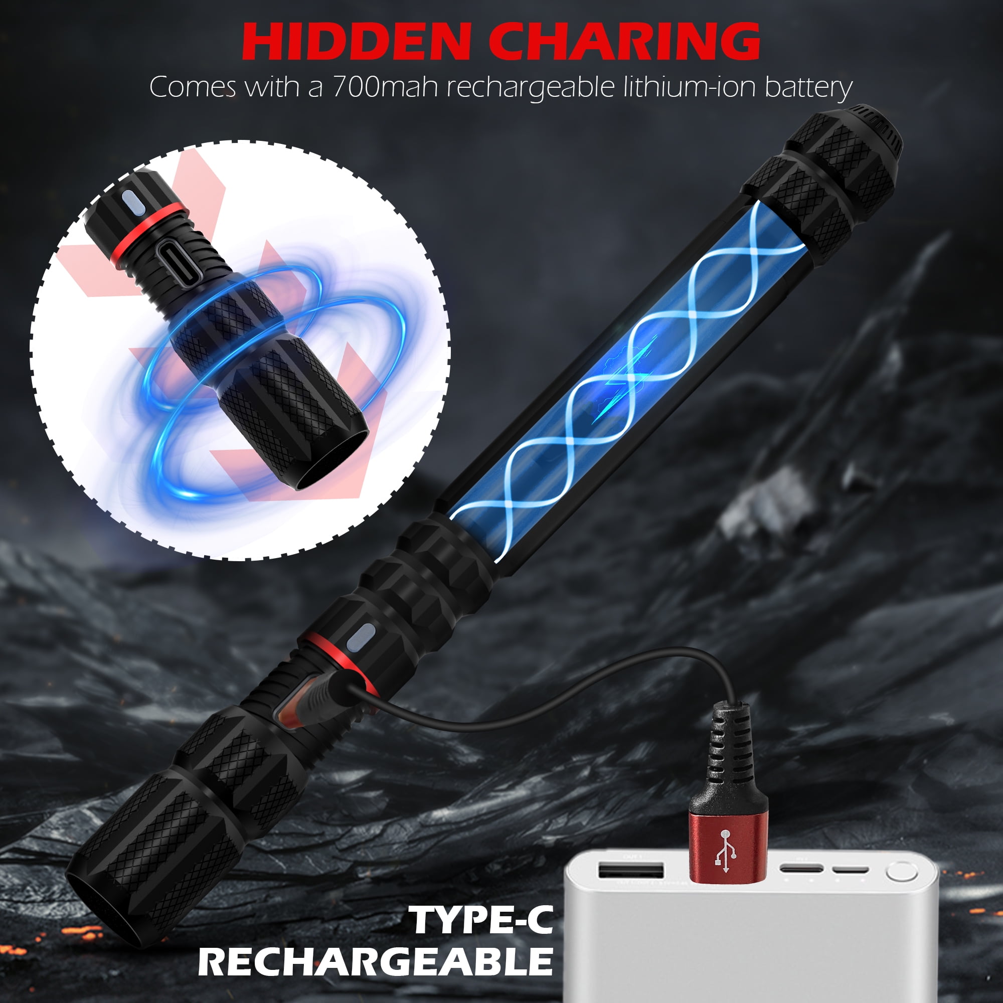 FORTO 400LM Rechargeable Pen Light, 70m Beam, Pocket Flashlight with Clip, IP67 Waterproof, 2 Pack
