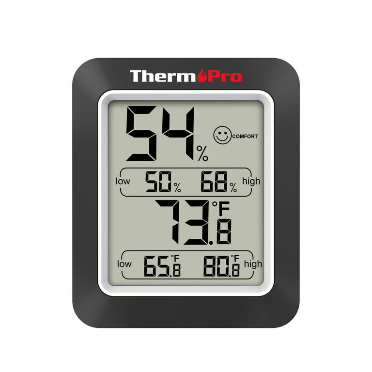 ThermoPro TP50W Digital Hygrometer Indoor Thermometer Room Thermometer and Humidity Gauge with Temperature Humidity Monitor, Black
