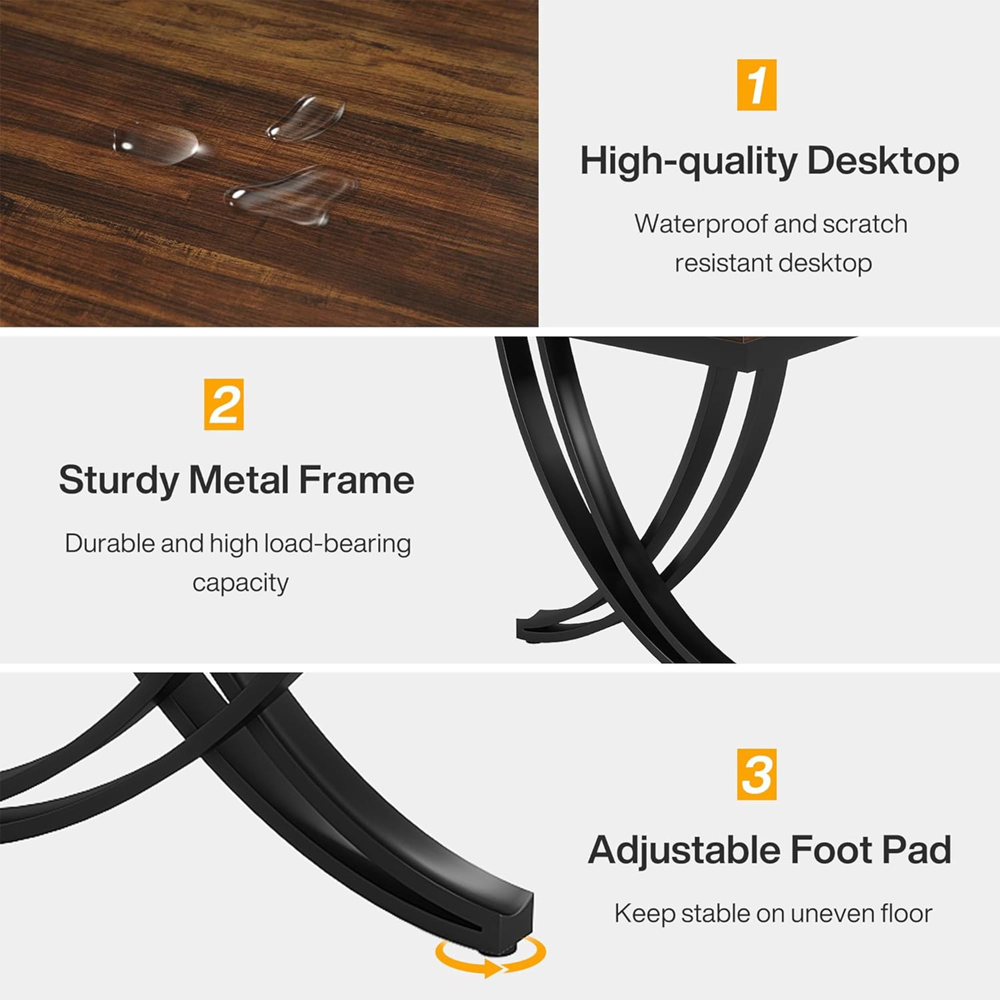 MAYEERTY 78" Rectangular Industrial Dining Table, 6-8 Seater, Heavy-Duty Metal Legs