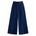 thumbnail image 6 of Cagogo Women Wide Leg High Waisted Pleated Casual Lounge Pants Long Trousers Workout Beach Summer Clothes, Blue M, 6 of 6