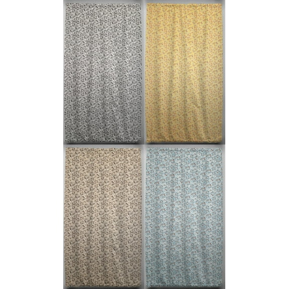 Paisley French Door Curtain Panel with Tie Back by Penny's Needful Things (Unlined) (Black & Gray)