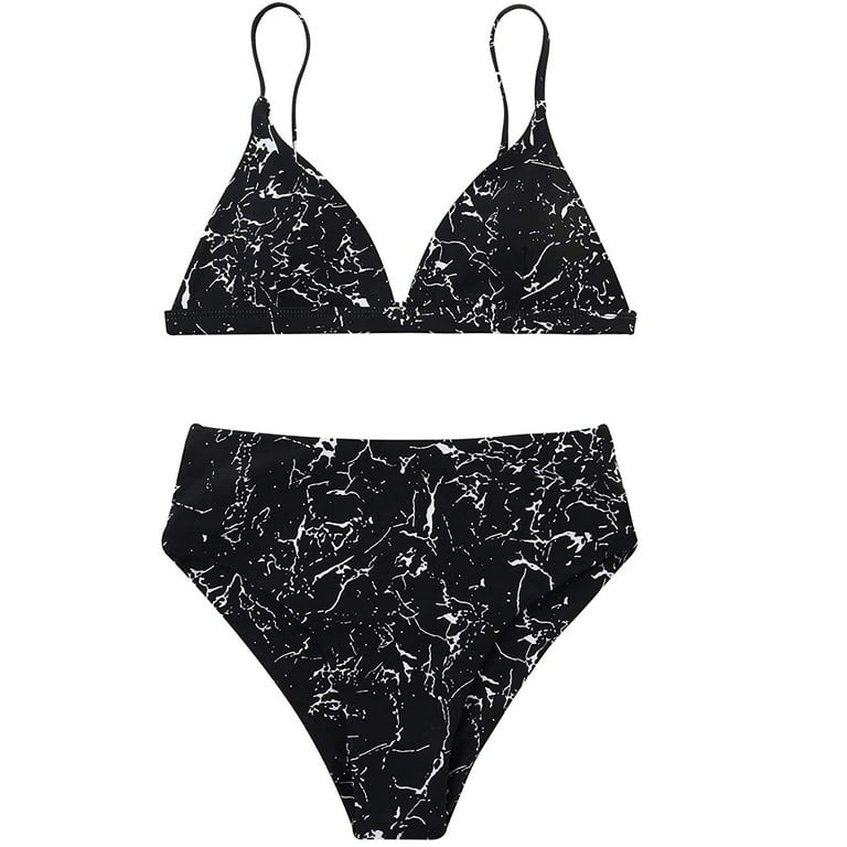 Finelylove Cute Swimsuits Push-Up Bandeau Bra Style Bikini Black M 