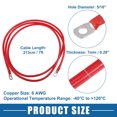 thumbnail image 4 of Unique Bargains 6 AWG Battery Cable 213cm 7FT 6 AWG Gauge Car Battery Inverter Cable with 5/16 Inch Lugs Pure Copper Red, 4 of 6