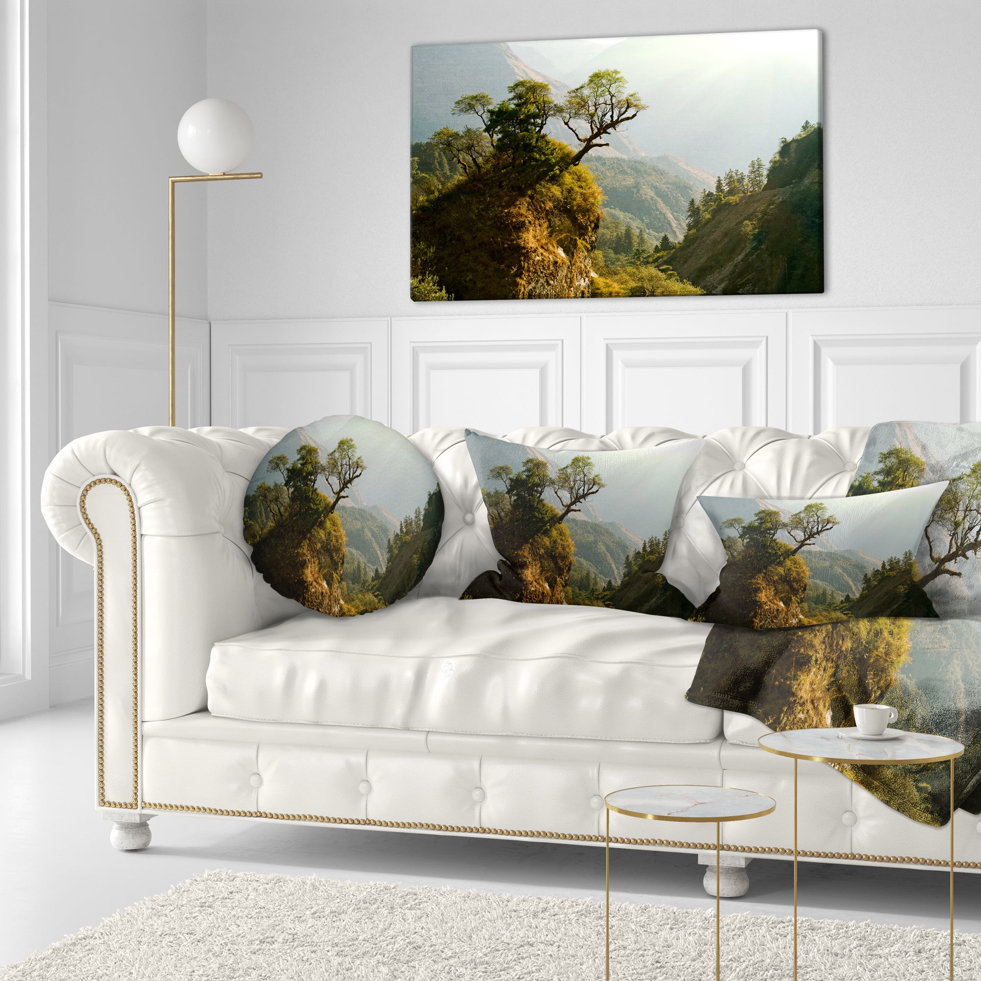 Designart Enchanted Nepal Mountains - Landscape Photography Throw Pillow - 12x20
