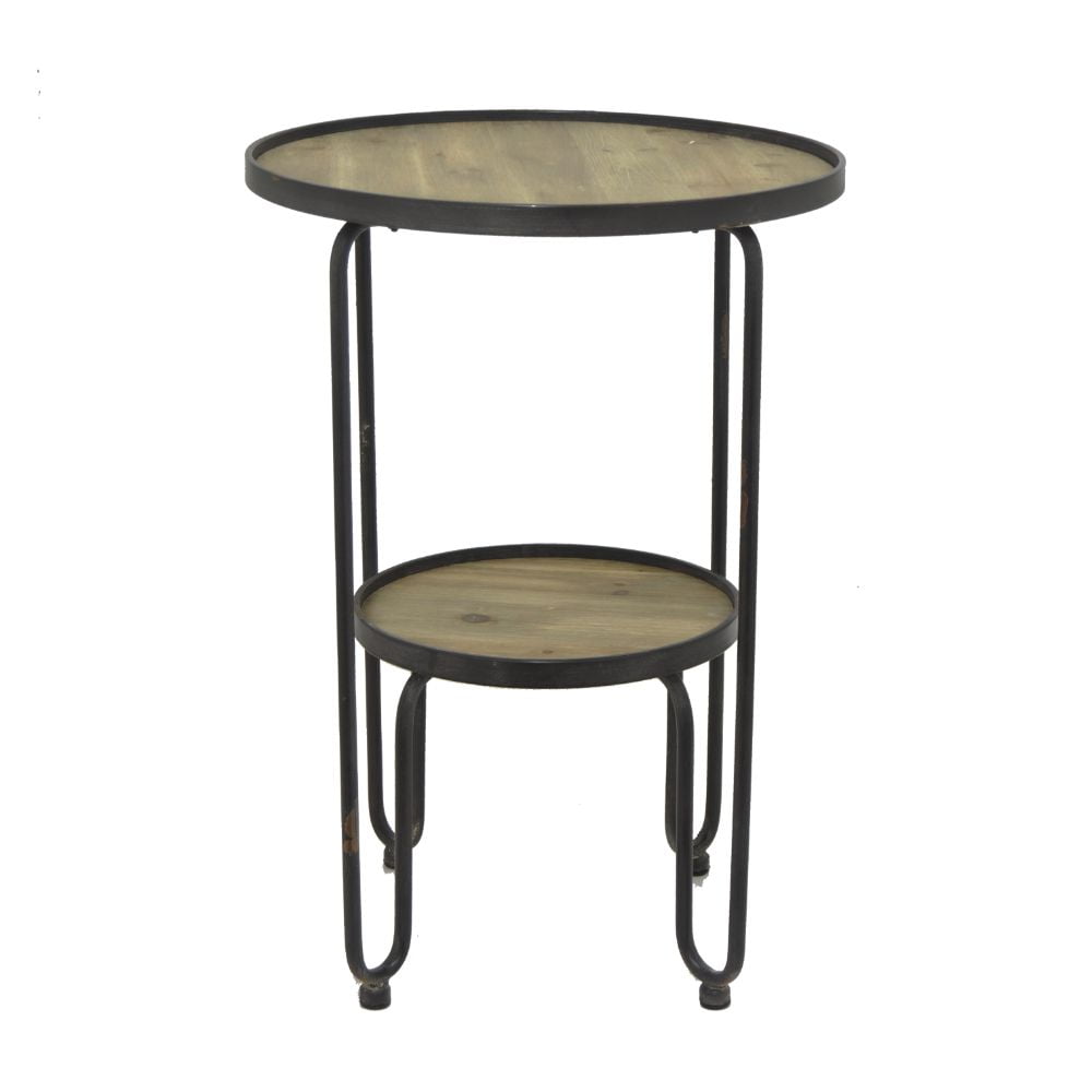 63487 Modish Metal Wood Accent Table Set Of 2