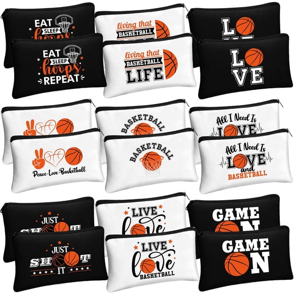 Bolsa de maquillaje Moukeren con diseño de baloncesto, 18 unidades, para niñas adolescentes