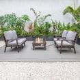 thumbnail image 3 of LeisureMod Walbrooke Modern Aluminum 5-Piece Patio Conversation Set with Outdoor Square Fire Pit Table & Side Table Tank Holder And Grey Cushions, 3 of 19