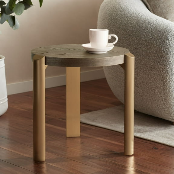 55 Downing Street Simmons 21 1/2" Wide Brown Wood Round End Table