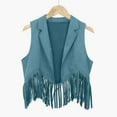 thumbnail image 3 of Razzly Child Girl's Western Fringe Crop Vest 70s Hippie Boho Tassels Cowgirl Jacket(9-10 Years,Sky Blue), 3 of 3