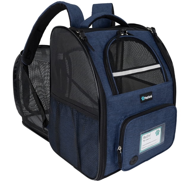 PetAmi Mochila para perros y gatos Mochila expandible para transportar mascotas para viajes Senderismo Cachorro de perro pequeño mediano Mochila de transporte para gatos grande Aprobado por aerolíneas