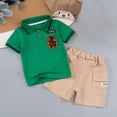 thumbnail image 2 of Agkizg Matching Sets for Kids Clothing Short Sleeve Collared Shirt with Graphic Print and Stretch Belted Shorts with Pockets 2 Piece Boys Daily Casual Outfit Sets, 2 of 5