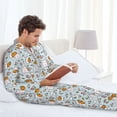 thumbnail image 5 of KLL Cute Rabbit Hold Carrot Sleepwear Mens Flannel Pajamas,Long Cotton Pj Set, 5 of 7