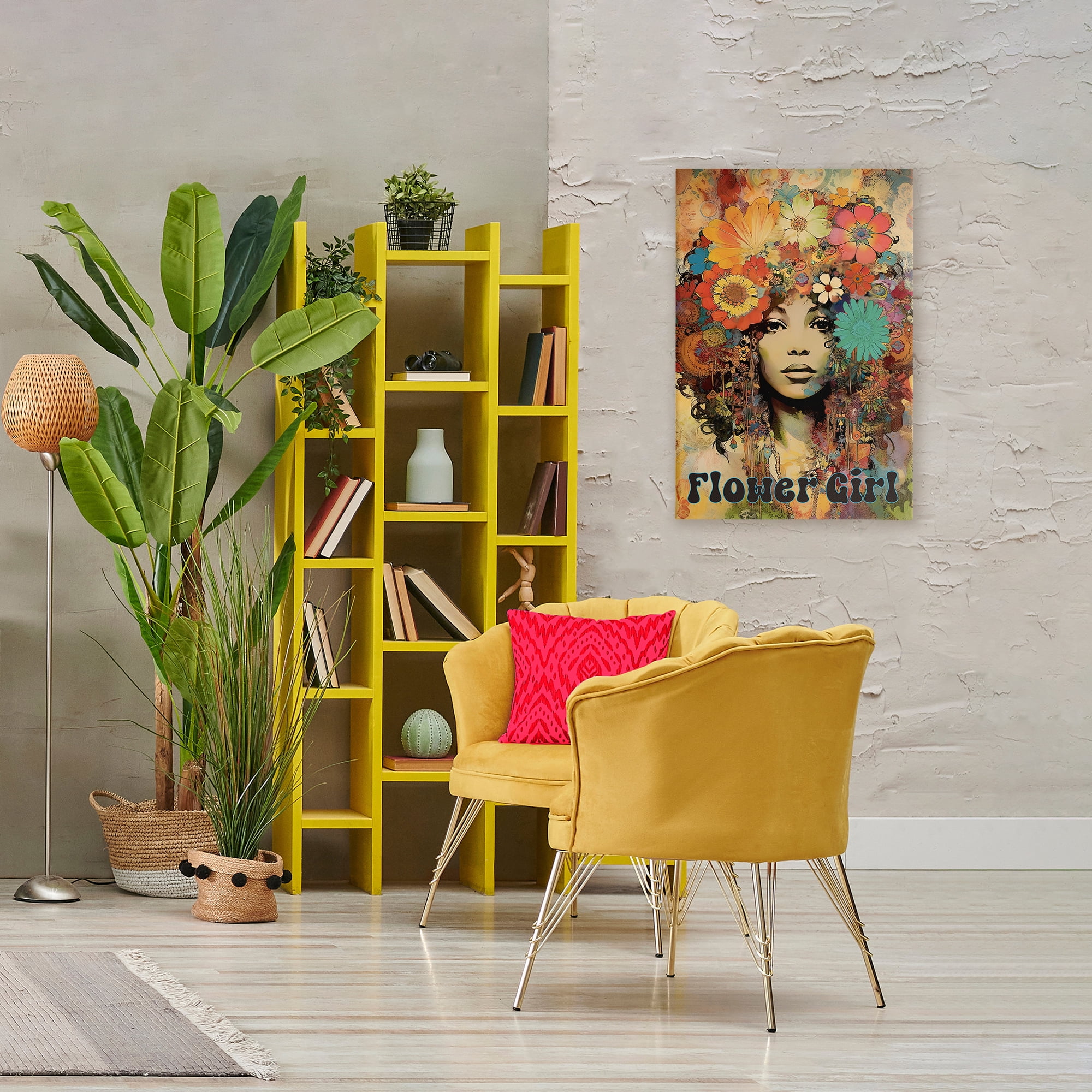 Bohemian Flower Girl Canvas Wall Art, design by Sasha