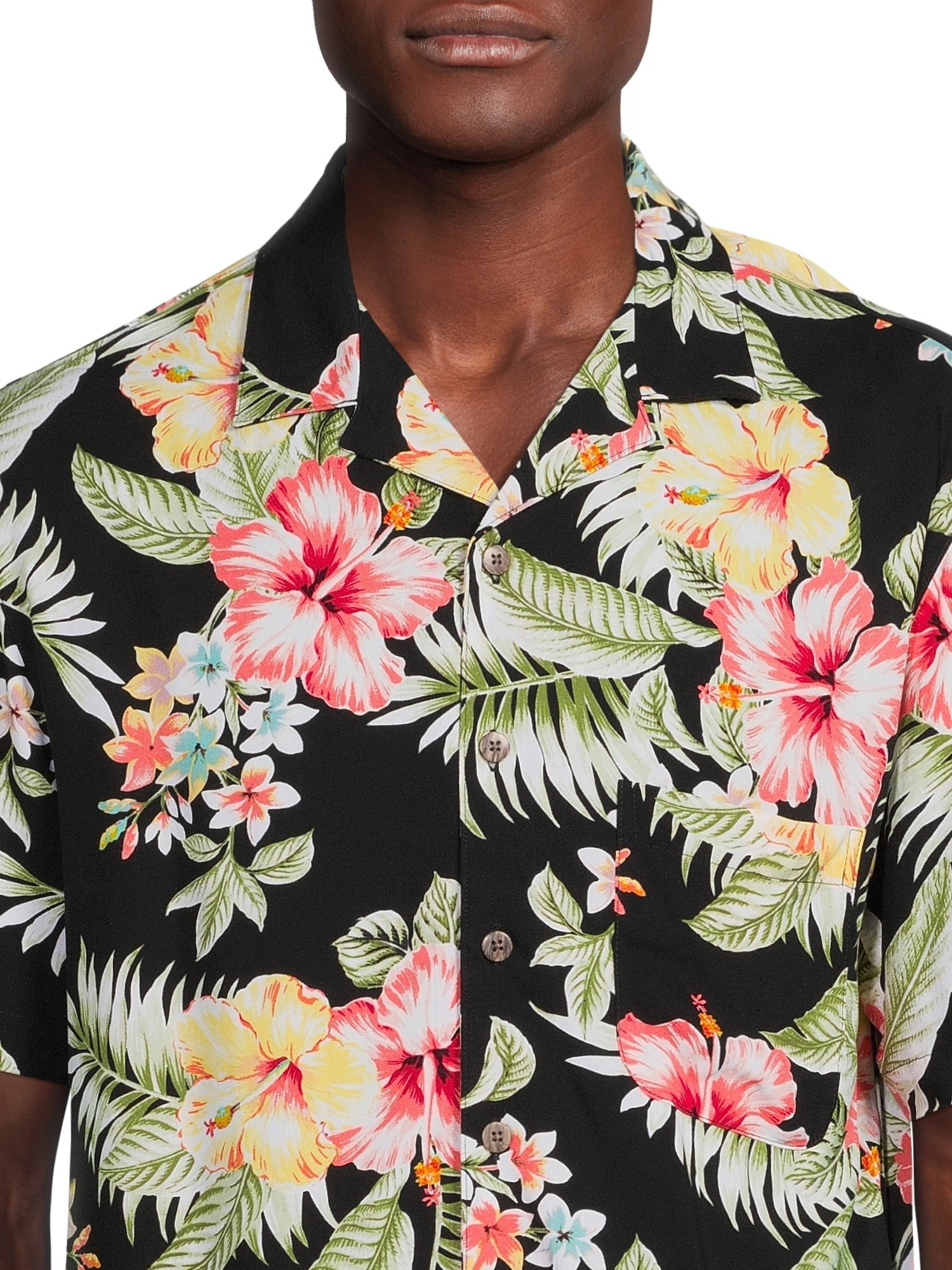George Men's Printed Button Front Shirt with Short Sleeves