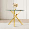 thumbnail image 6 of StnTalk 39" Modern Round Glass Dining Table, Gold Stainless Steel Legs & Tempered Glass Top, Minimalist Circle Kitchen Table for Small Spaces, Home Office & Dining Room, 6 of 8