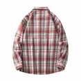 thumbnail image 3 of Tumotour Plaid Shirt For Men Button Down Lapel Crew Neck Long Sleeve Tops Casual Lightweight Vintage Loose Fit Work Shirt, 3 of 3