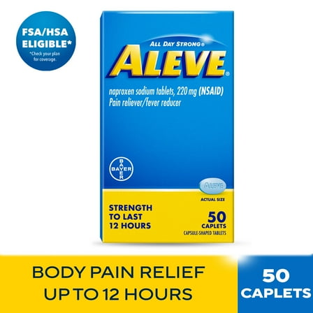Aleve Caplets Naproxen Sodium Pain Reliever, 50 Count