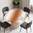 thumbnail image 2 of Burnt Orange Ombre Round Fitted Tablecloth with Elastic Edge, Waterproof Table Cloth Table Cover for 45"-54" Tables, Abstract Art Modern Orange Gradient Tablecloths for Dining Picnic Indoor Outdoor, 2 of 9